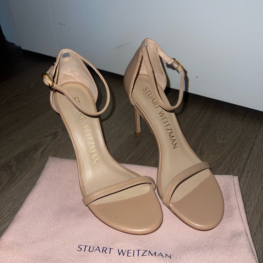 Stuart Weitzman Nude Ankle Strap Heels / Nudist Song — Like New
